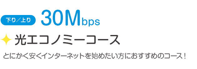 下り／上り30Mbps「光エコノミーコース」とにかく安くインターネットを始めたい方におすすめのコース！